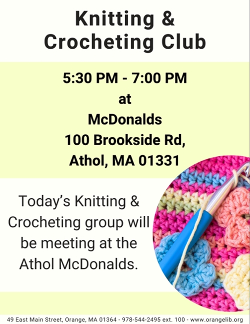 Knitting and Crocheting Club @ Athol McDonalds