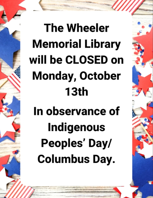CLOSED FOR INDIGENOUS PEOPLES' DAY/COLUMBUS DAY